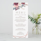 Menu Mariage floral d'ivoire de Bourgogne moderne (Debout devant)