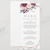 Menu Mariage floral d'ivoire de Bourgogne moderne (Devant / Derrière)