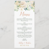 Menu Mariage Floral Doré et Vert (Devant)