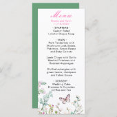 Menu Mariage floral du papillon vert du printemps (Devant / Derrière)