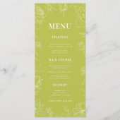 Menu Mariage Floral Éclos Frais Vert Citron Clair Dessi (Devant)