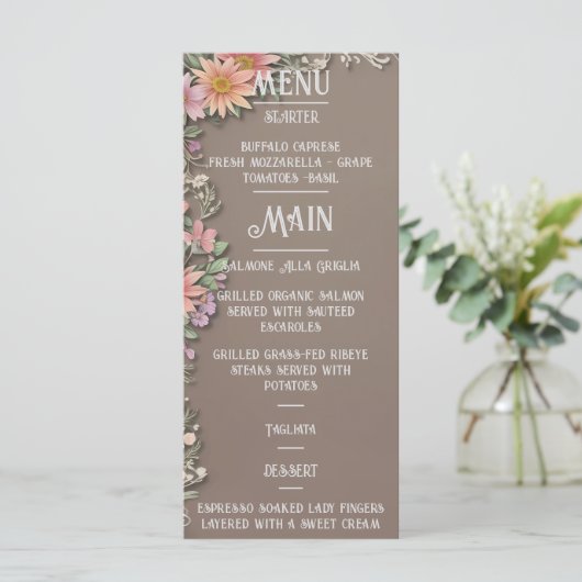 Menu Mariage Floral Elegance (Debout devant)