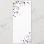 Menu Mariage floral élégant violet blanc or (Dos)