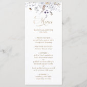 Menu Mariage floral élégant violet blanc or (Devant)