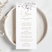 Menu Mariage floral élégant violet blanc or