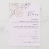 Menu Mariage Floral Élégant Violet Or (Devant)