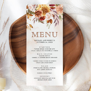 Menu Mariage Floral en Terracotta Bourguignon Rustique