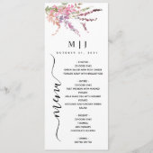 Menu Mariage Floral Fleur sauvage de printemps (Devant)