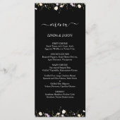 Menu Mariage Floral Fleur sauvage élégant noir et blanc (Devant)