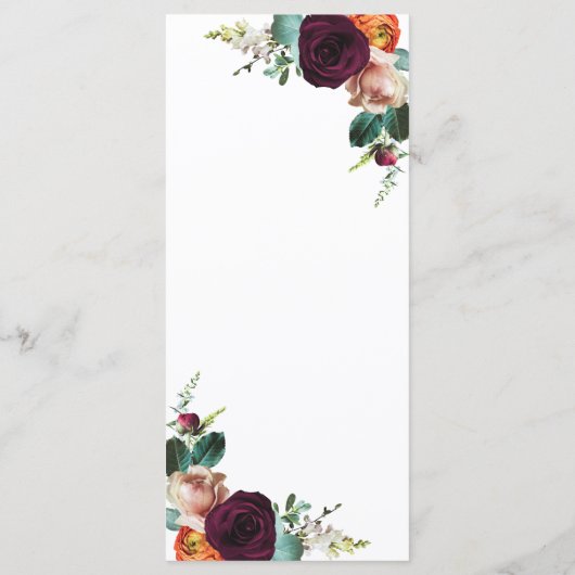 Menu Mariage Floral Fresh Fall (Dos)