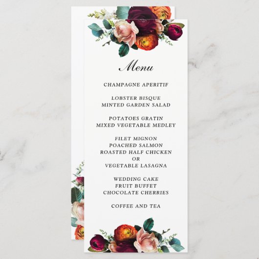 Menu Mariage Floral Fresh Fall (Devant / Derrière)