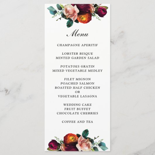 Menu Mariage Floral Fresh Fall (Devant)