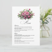 Menu Mariage Floral Fuchsia et Vert Émeraude (Debout devant)