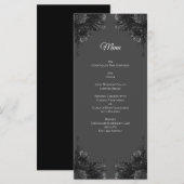 Menu Mariage floral gris et noir (Devant / Derrière)