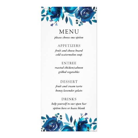 Menu Mariage Floral Indigo (Devant)