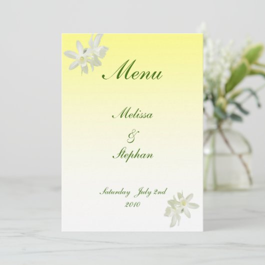 Menu Mariage Floral Jaune (Debout devant)