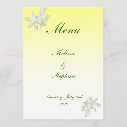 Menu Mariage Floral Jaune (Devant)