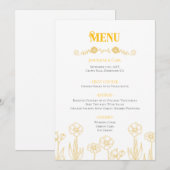 Menu Mariage floral jaune et blanc (Devant / Derrière)