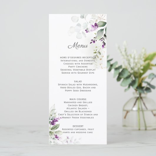 Menu Mariage floral Lavender (Debout devant)
