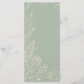 Menu Mariage Floral Line Art Vert Sauge (Dos)