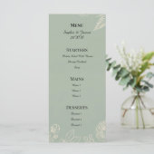 Menu Mariage Floral Line Art Vert Sauge (Debout devant)