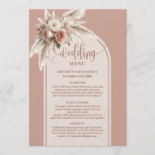 Menu Mariage Floral Luxueux Boho Rose Pâle Pampas (Devant)
