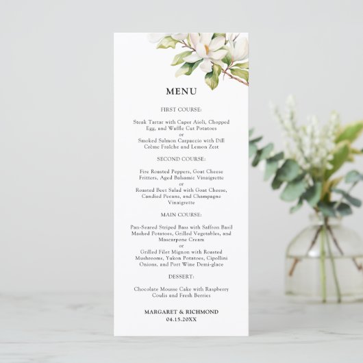 Menu Mariage Floral Magnolia blanc (Debout devant)