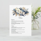 Menu Mariage floral marine, blanc et or (Debout devant)