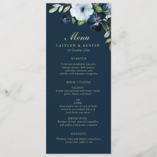 Menu mariage floral marine et or