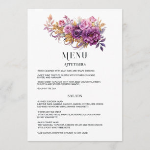 Menu Mariage floral Mauve et Gold
