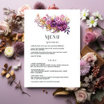 Menu Mariage floral Mauve et Gold<br><div class="desc">Carte de menu mariage à fleurs mauve et or.</div>