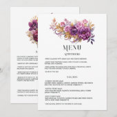Menu Mariage floral mauve et or (Devant / Derrière)