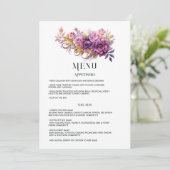 Menu Mariage floral mauve et or (Debout devant)