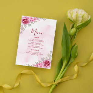 Menu Mariage floral minimaliste en or rose