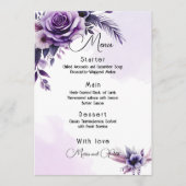 Menu Mariage floral moderne, élégant, violet et argent (Devant)