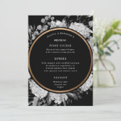 Menu Mariage floral moderne noir et blanc (Debout devant)