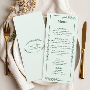 Menu Mariage floral monochrome rustique