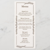 Menu Mariage floral monochrome rustique (Devant)