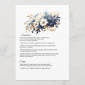 Menu Mariage floral Navy, Blanc et Or (Dos)