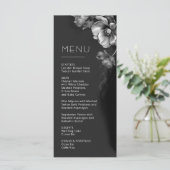 Menu Mariage Floral Noir Argent (Debout devant)