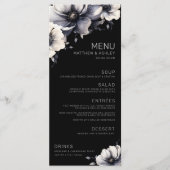 Menu Mariage Floral Noir Élégant Moderne (Devant)
