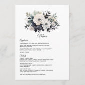 Menu Mariage floral noir et blanc (Devant)