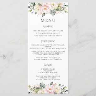 Menu Mariage floral noir et blanc à la houlette