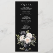 Menu Mariage floral noir et blanc moderne (Devant)