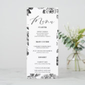 Menu Mariage floral noir et blanc personnalisable (Debout devant)