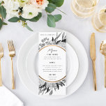 Menu Mariage floral noir et blanc spectaculaire<br><div class="desc">parfait pour n'importe quel événement ; customisez l'arrière - plan,  le cercle et la couleur et le style du texte</div>