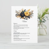 Menu Mariage floral noir et or (Debout devant)