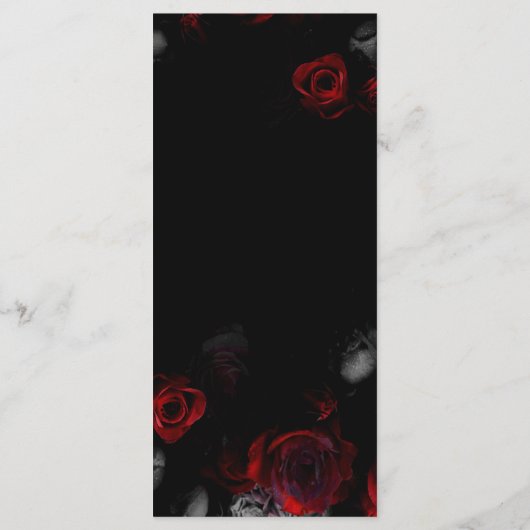 Menu Mariage floral noir et rouge sur mesure (Dos)