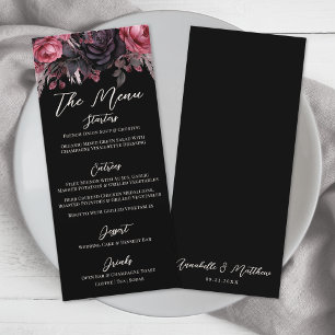 Menu Mariage floral noir gothique