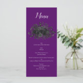 Menu Mariage floral noir violet gothique (Debout devant)